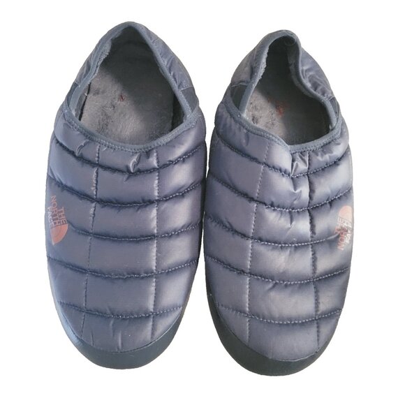 The North Face Puffer Slippers Sz 12 Mens Navy Blue Used - Picture 1 of 4